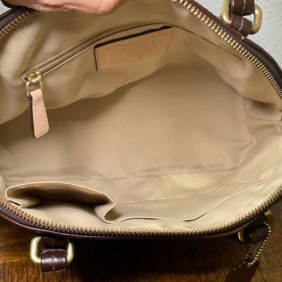 Coach Peyton Leather Cora Domed Satchel F25671 Brass/ Mahogany‎ - Picture 12 of 16
